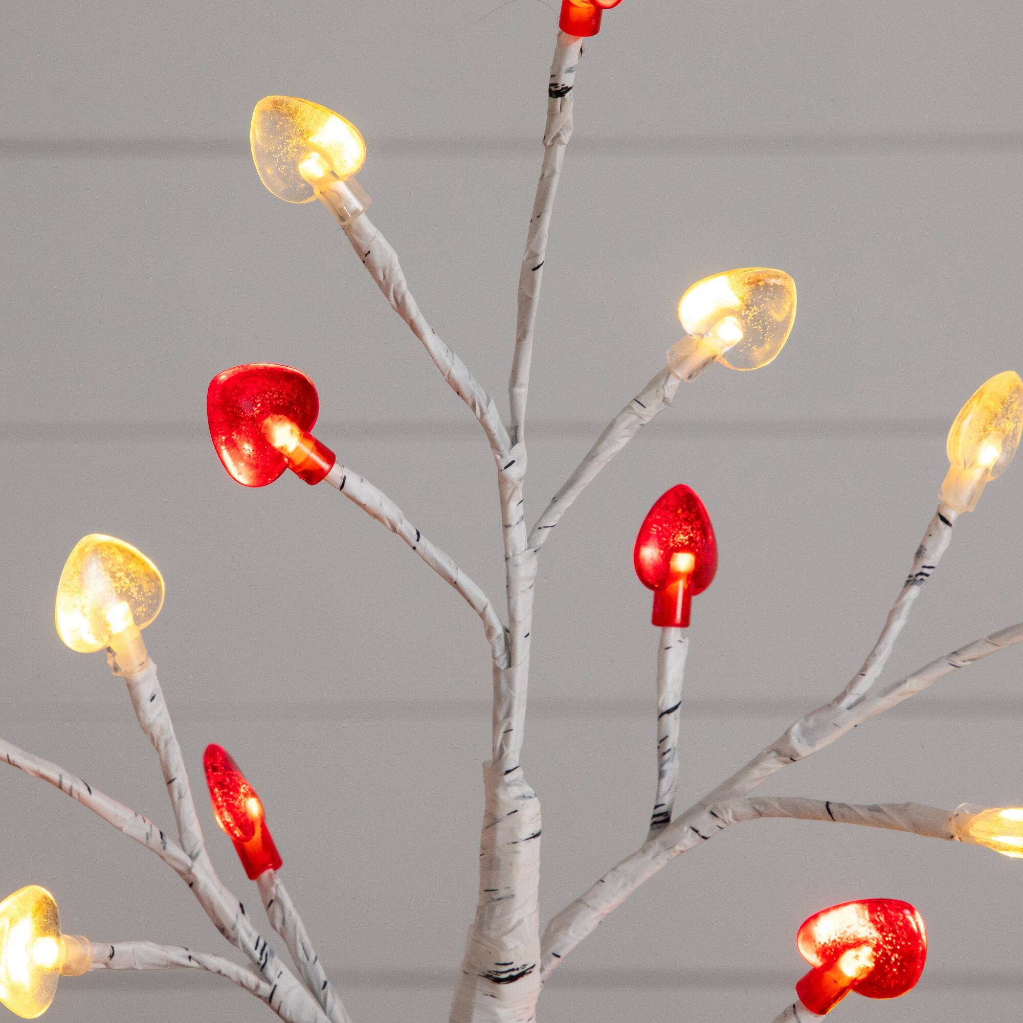 2ft. Pre-Lit Artificial Valentine's Day Twig Tree with 24 Red & White Heart-Shaped LED Lights